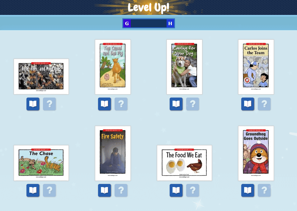 Kids A-Z dashboard